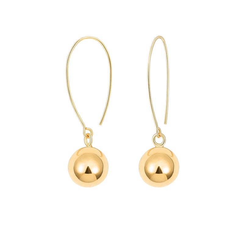 SOFYBJA Statement Long Gold Ball Dangle Drop Hoop Earrings for Women 18k Gold Plated Dangling Beaded Earrings - Image 1